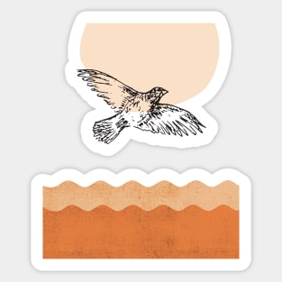 Bird Flying over the sun ocean sand orange hot summer adventure Sticker